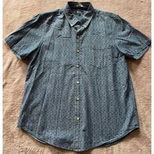 Reyn Spooner Mens Tailored Blue Button Up Cotton‎ Epaulette Pocket Size Large